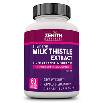 Zenith Nutrition 60 VegiCaps Silymarin Milk Thistle 400mg - 60 Veg caps